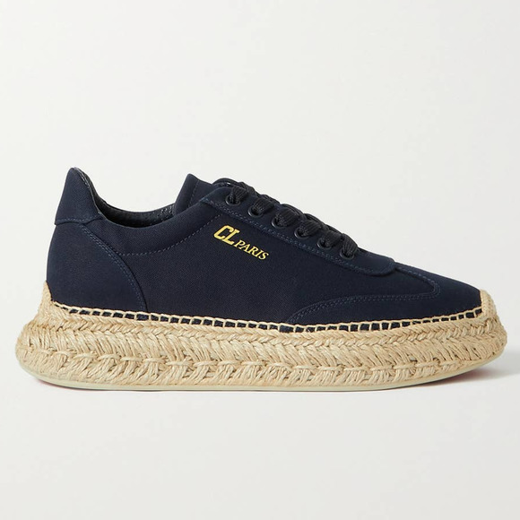 Christian Louboutin Espasneak Navy Canvas Low-Top Espadrille Sneakers - Picture 2 of 16